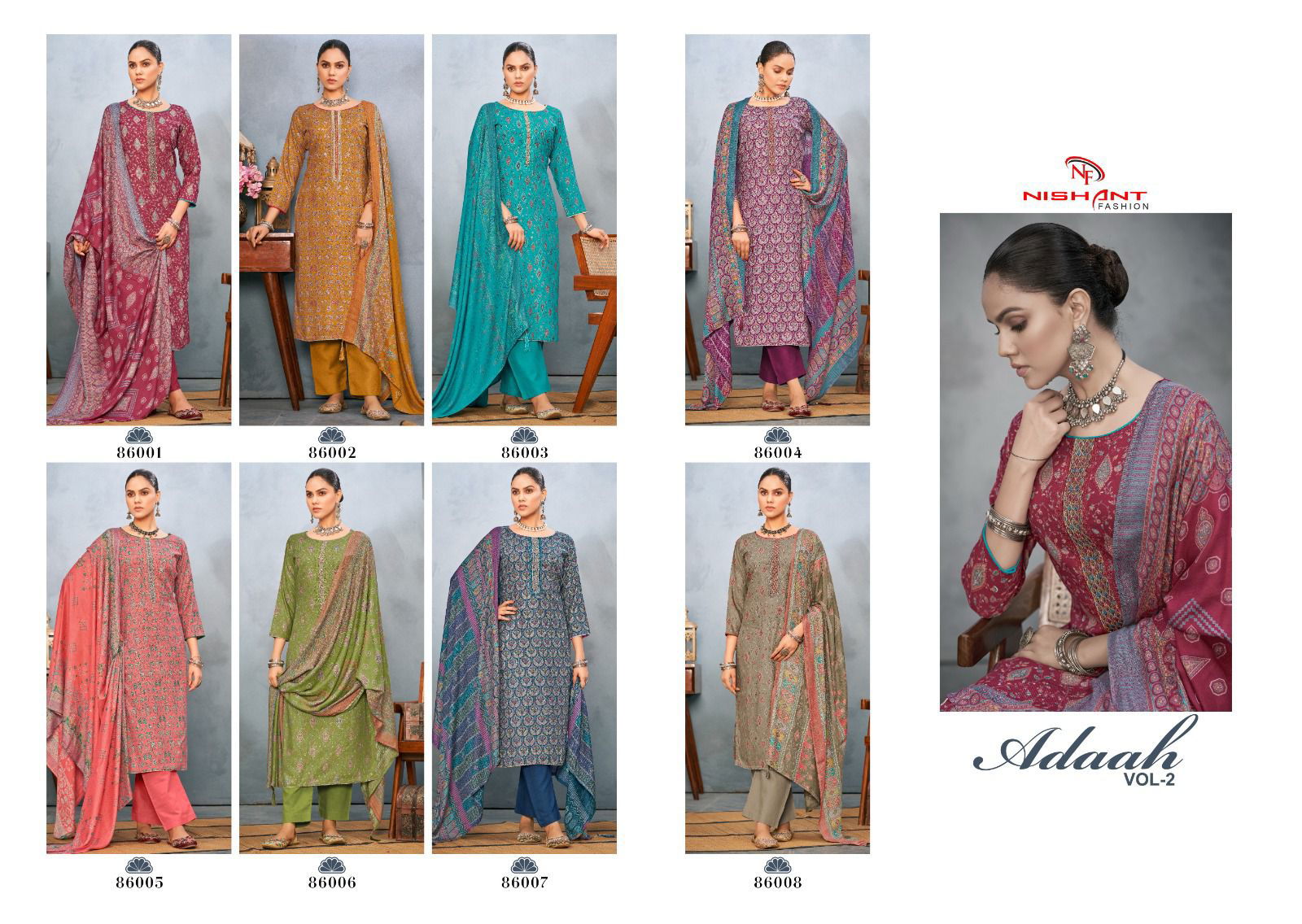 Adaah Vol 2 By Nishant Designer Viscose Pashmina Dress Material Wholesale Market in Surat
